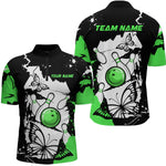 Blisscorners Custom Green Butterflies Bowling Shirt for Men Women Team Bowling Polo&Quater Zip