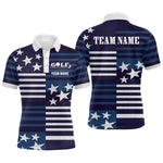 Blisscorners Customize Patriotic Golf Polo Shirt for Team Blue Golf Shirts for Women Men LM2007