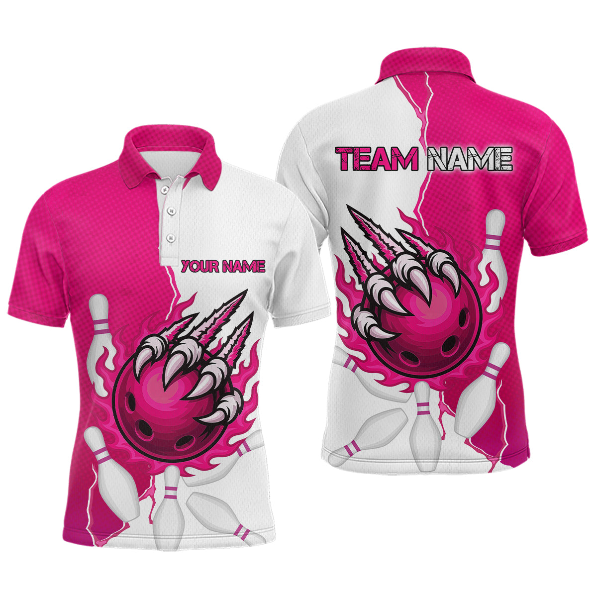 Blisscorners Custom Sharp Claws Bowling Shirt Pink Men Women Team Bowling Flaming Jerseys