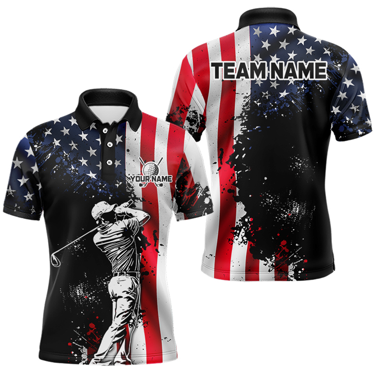 Blisscorners Patriotic Golf Polo Shirts Custom for Men and Women Golf Shirts Personalized LM2007