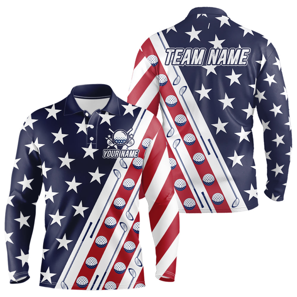 Blisscorners Custom American Golf Polo Shirt Patriotic Golf Shirts for Men Women Team Name LM2007