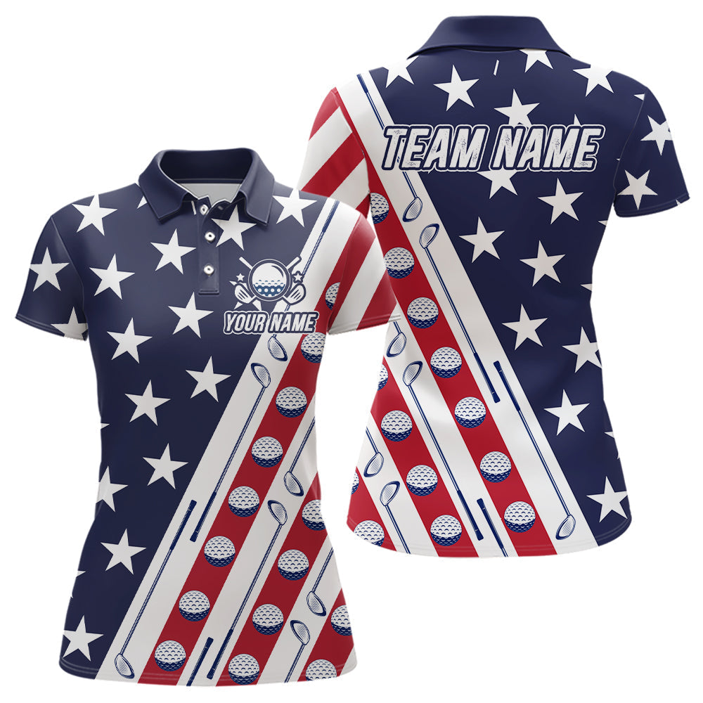 Blisscorners Custom American Golf Polo Shirt Patriotic Golf Shirts for Men Women Team Name LM2007
