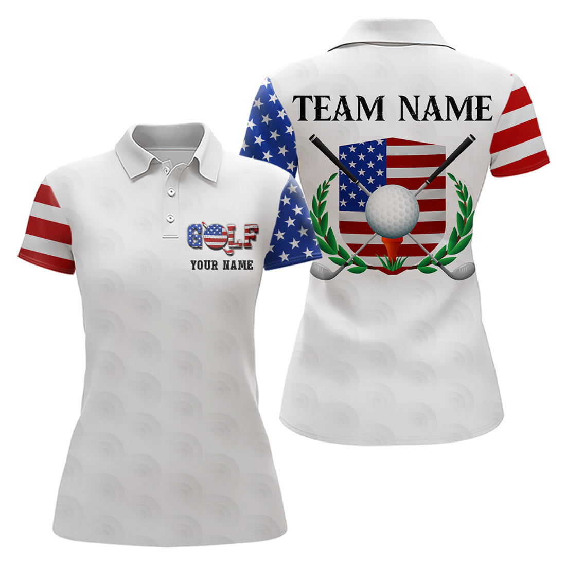Blisscorners Custom Patriotic Golf Polo Shirt for Men Women Team US Flag Golf Shirts White LM2007