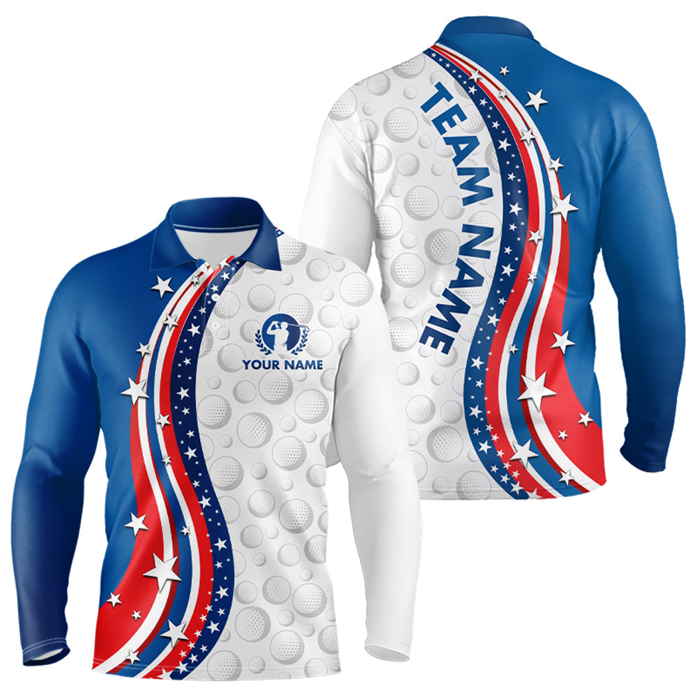 Blisscorners Patriotic American Golf Polo Shirt for Men Women Custom Golf Shirts Blue Golf Apparel LM2007