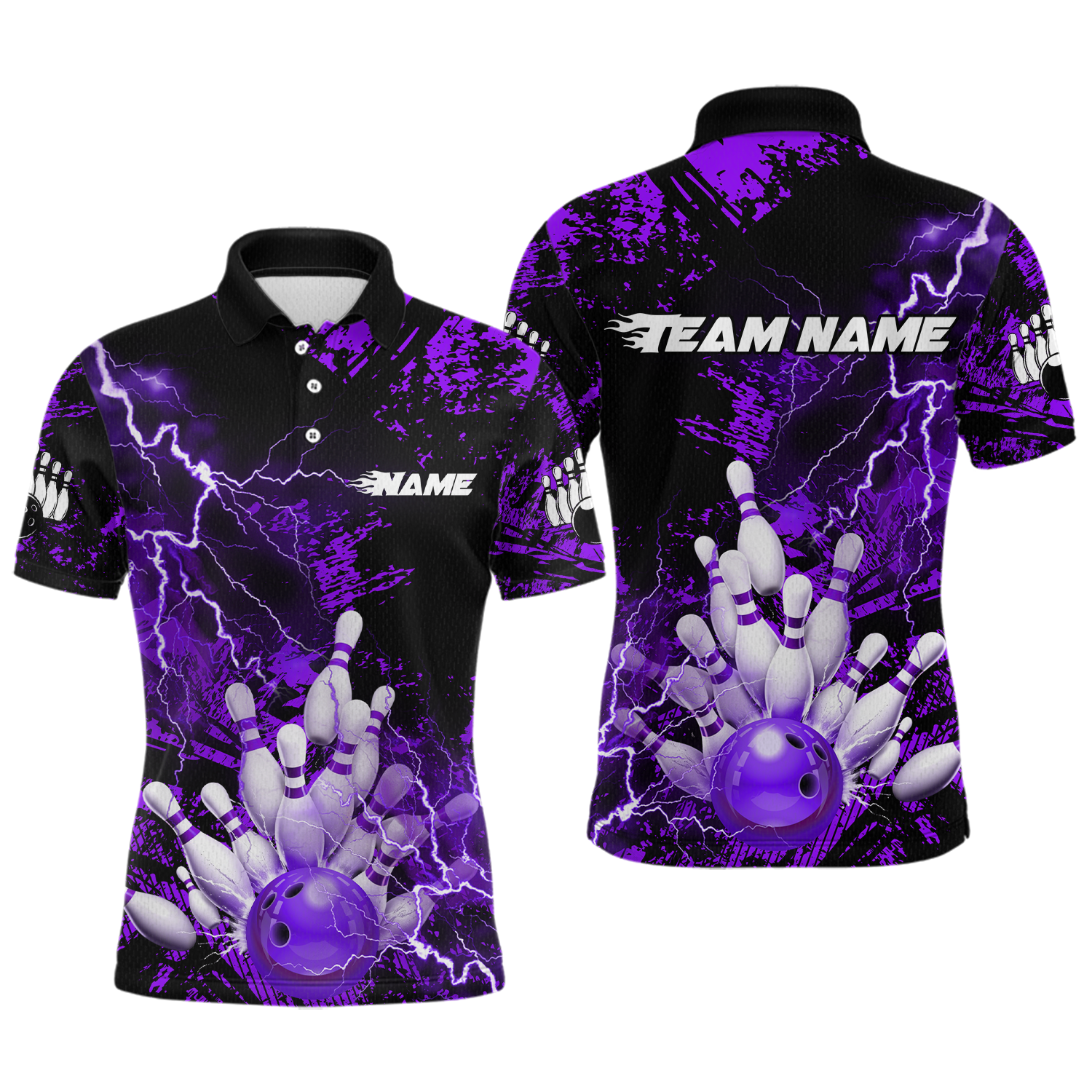 Blisscorners Blue Bowling Shirts Custom Watercolor Bowling Jersey for Men Women with Team Name