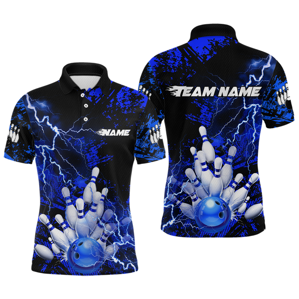 Blisscorners Blue Thunder Lightning Bowling Shirt Custom Colorful Bowling Jersey Men Women Team