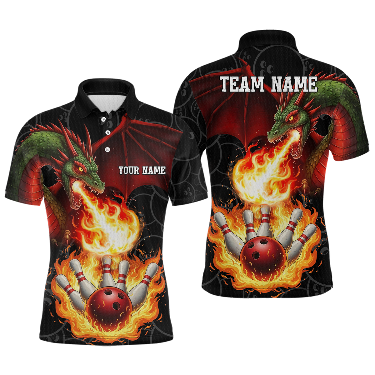 Blisscorners Flaming Dragon Bowling Shirt Custom for Men Women Bowling Team League