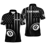 Blisscorners Custom American Flag 8 Ball Billiard Shirts for Men, Bowling Team Polo & 1/4 Zip Shirts MT1007