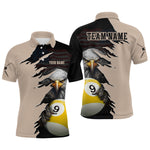 Blisscorners Personalized 9 Ball American Flag Eagle Billiard Shirts for Men Billiard Team Shirts MT707