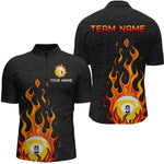 Blisscorners Custom 9 Ball Flaming Billiard Shirts for Men Billiard Team Shirts Billiard League LM2007