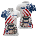 Blisscorners Funny US Flag French Bulldog Bowling Men Polo & 1/4 Zip Shirts Bowling Team Jersey MT2306
