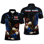 Blisscorners Blue Thunder US Flag Eagle Bowling Shirts for Men Team Bowling Polo & Quarter-Zip LM3006