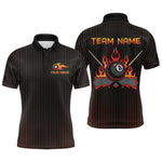 Blisscorners Custom Orange 8 Ball Flame Billiard Shirts for Men, Bowling Team Polo & 1/4 Zip Shirts MT1007