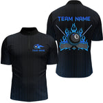 Blisscorners Custom Blue 8 Ball Flame Billiard Shirts for Men, Billiard Team Polo & 1/4 Zip Shirts MT1607