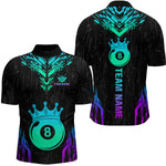 Blisscorners Custom Black Neon 8 Ball Crown Billiard Shirts for Men and Team Polo & 1/4 Zip Shirts LM2206