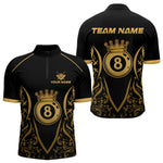 Blisscorners Custom Gold 8 Ball Crown Billiard Shirts for Men and Team Polo & 1/4 Zip Shirts LM2206