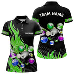 Blisscorners Custom Green Flame Billiard Shirts for Men Billiard Team Jerseys Polo & 1/4 Zip Shirts MT1706