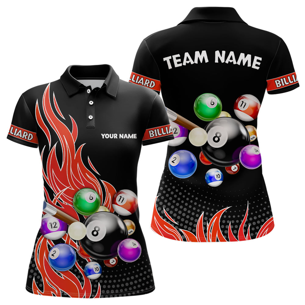 Blisscorners Custom Red Flame Billiard Shirts for Men Billiard Team Jerseys Polo & 1/4 Zip Shirts MT1706