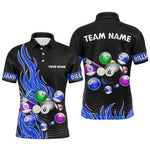 Blisscorners Custom Blue Flame Billiard Shirts for Men Billiard Team Jerseys Polo & 1/4 Zip Shirts MT1706