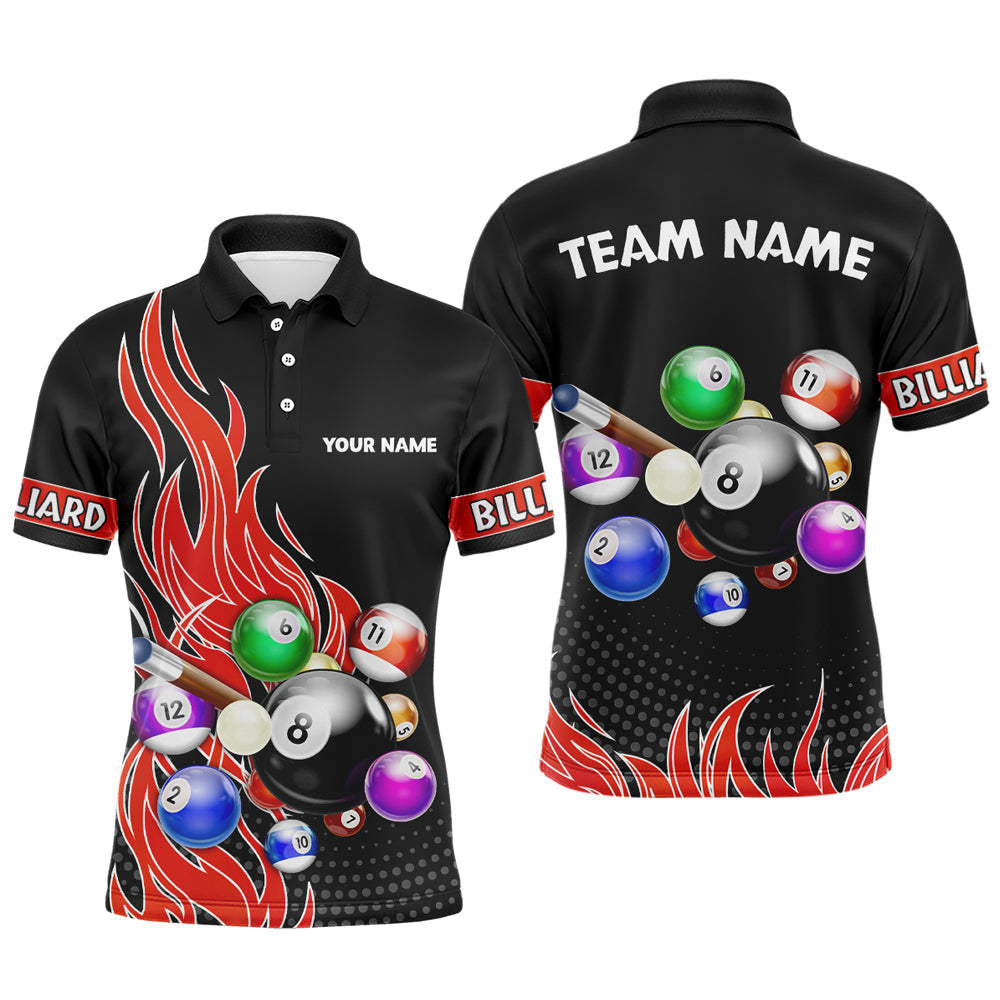 Blisscorners Custom Red Flame Billiard Shirts for Men Billiard Team Jerseys Polo & 1/4 Zip Shirts MT1706