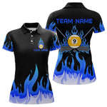 Blisscorners Custom 9 Ball Blue Flaming Billiard Shirts for Men Billiard Team Shirts Billiard League LM2007