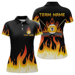 Blisscorners Custom 9 Ball Orange Flaming Billiard Shirts for Men Billiard Team Shirts Billiard League LM2007