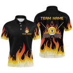 Blisscorners Custom 9 Ball Orange Flaming Billiard Shirts for Men Billiard Team Shirts Billiard League LM2007