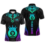 Blisscorners Custom Black 9 Ball Crown Neon Billiard Shirts for Men Billiard Team Shirts Billiard League LM2007