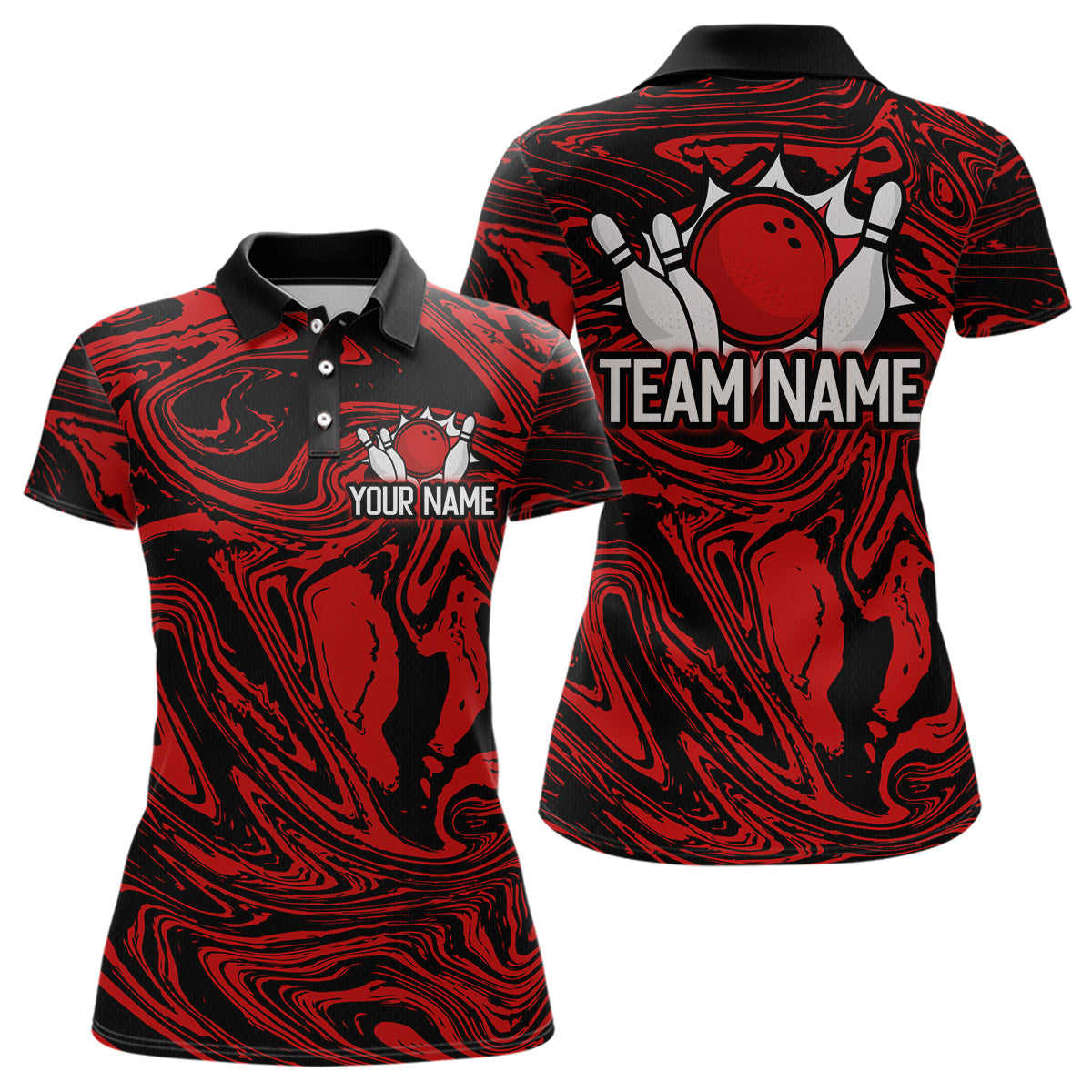 Blisscorners Custom Red Bowling Men Bowling Shirt Polo & Quarter-Zip Bowling Team Jerseys MT1706