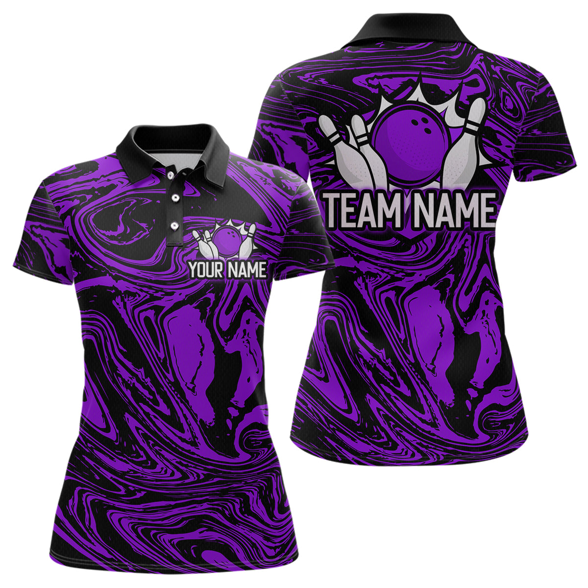 Blisscorners Custom Purple Bowling Men Bowling Shirt Polo & Quarter-Zip Bowling Team Jerseys MT1706