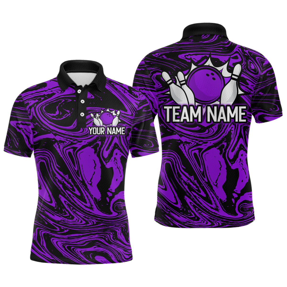 Blisscorners Custom Purple Bowling Men Bowling Shirt Polo & Quarter-Zip Bowling Team Jerseys MT1706