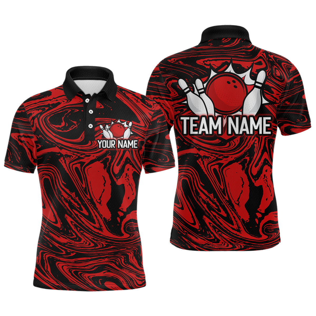 Blisscorners Custom Red Bowling Men Bowling Shirt Polo & Quarter-Zip Bowling Team Jerseys MT1706