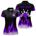 Blisscorners Custom Purple Flame Bowling Shirts for Men Polo & Quarter-Zip Bowling Team Jerseys MT1706