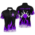 Blisscorners Custom Purple Flame Bowling Shirts for Men Polo & Quarter-Zip Bowling Team Jerseys MT1706