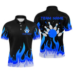 Blisscorners Custom Blue Flame Bowling Shirts for Men Polo & Quarter-Zip Bowling Team Jerseys MT1706