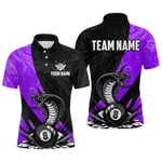 Maxxcorners Custom Purple Cobra Snake 8 Ball Pool Billiard Shirts for Men Team Polo & 1/4 Zip Shirts MT0307