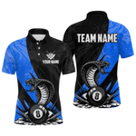 Maxxcorners Custom Blue Cobra Snake 8 Ball Pool Billiard Shirts for Men Team Polo & 1/4 Zip Shirts MT0307