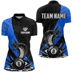 Maxxcorners Custom Blue Cobra Snake 8 Ball Pool Billiard Shirts for Men Team Polo & 1/4 Zip Shirts MT0307
