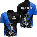 Maxxcorners Custom Blue Cobra Snake 8 Ball Pool Billiard Shirts for Men Team Polo & 1/4 Zip Shirts MT0307