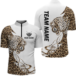 Blisscorners Personalized Leopard 8 Ball Billiard Shirts for Men Billiard Team Jersey Polo & 1/4 Zip Shirts MT1607