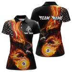 Blisscorners Custom 9 Ball American Flag Flaming Billiard Shirts for Men Billiard Team Shirt Billiard LM2007