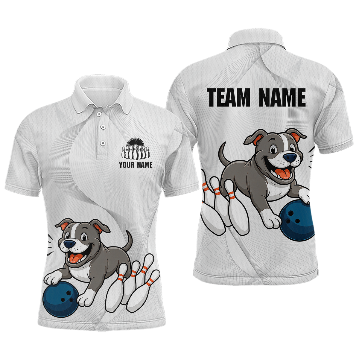 Blisscorners Custom Funny French Bulldog Bowling Men Polo & 1/4 Zip Shirts Bowling Team Jerseys LM3006