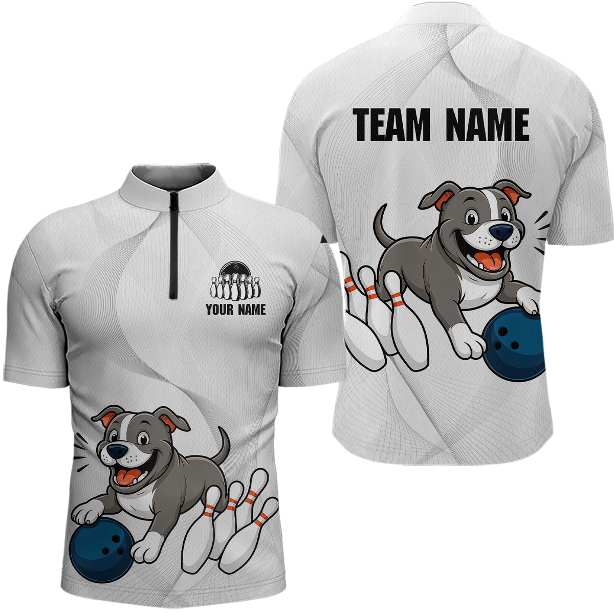 Blisscorners Custom Funny French Bulldog Bowling Men Polo & 1/4 Zip Shirts Bowling Team Jerseys LM3006