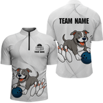 Blisscorners Custom Funny French Bulldog Bowling Men Polo & 1/4 Zip Shirts Bowling Team Jerseys LM3006