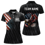 Blisscorners Custom American Flag Eagle Bowling Men Polo & 1/4 Zip Shirts Bowling Team Jerseys LM3006