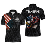 Blisscorners Custom American Flag Eagle Bowling Men Polo & 1/4 Zip Shirts Bowling Team Jerseys LM3006