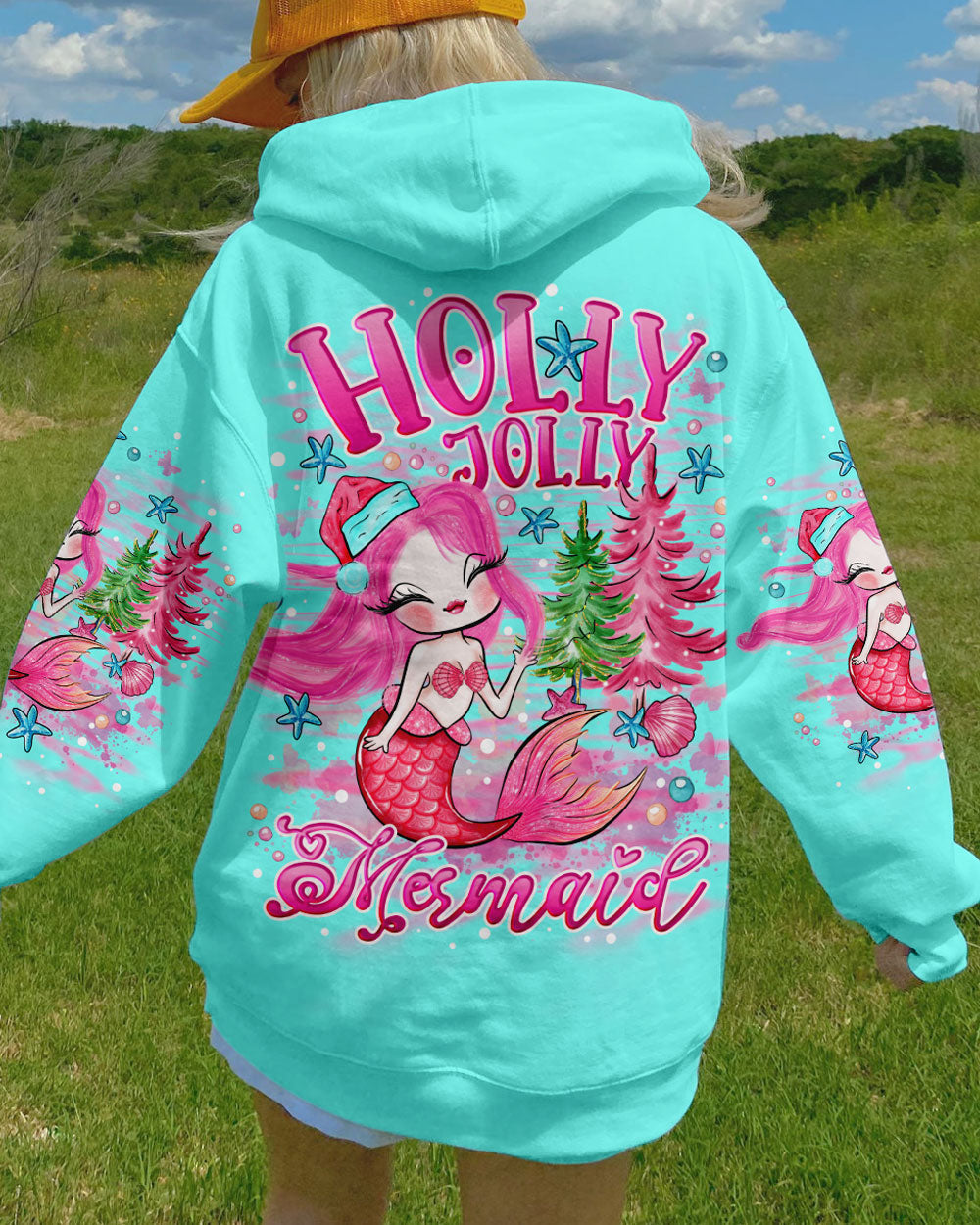 BLISSCORNERS HOLLY JOLLY MERMAID CHRISTMAS ALL OVER PRINT