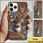 Blisscorners Deer Hunting Leather Parttern Personalized Name Phone Case LM1012
