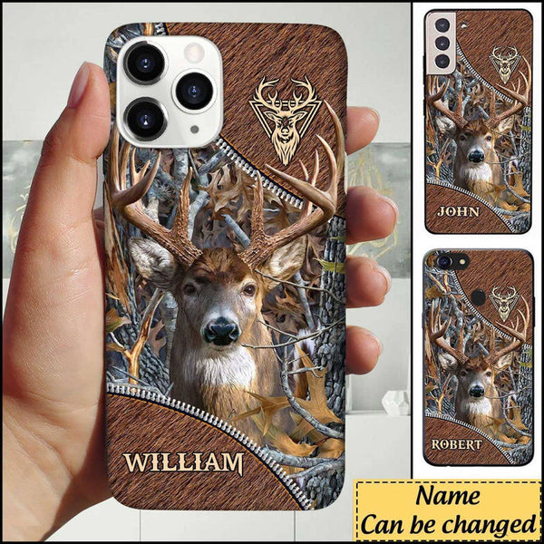 Blisscorners Deer Hunting Leather Parttern Personalized Name Phone Case 1 LM0912