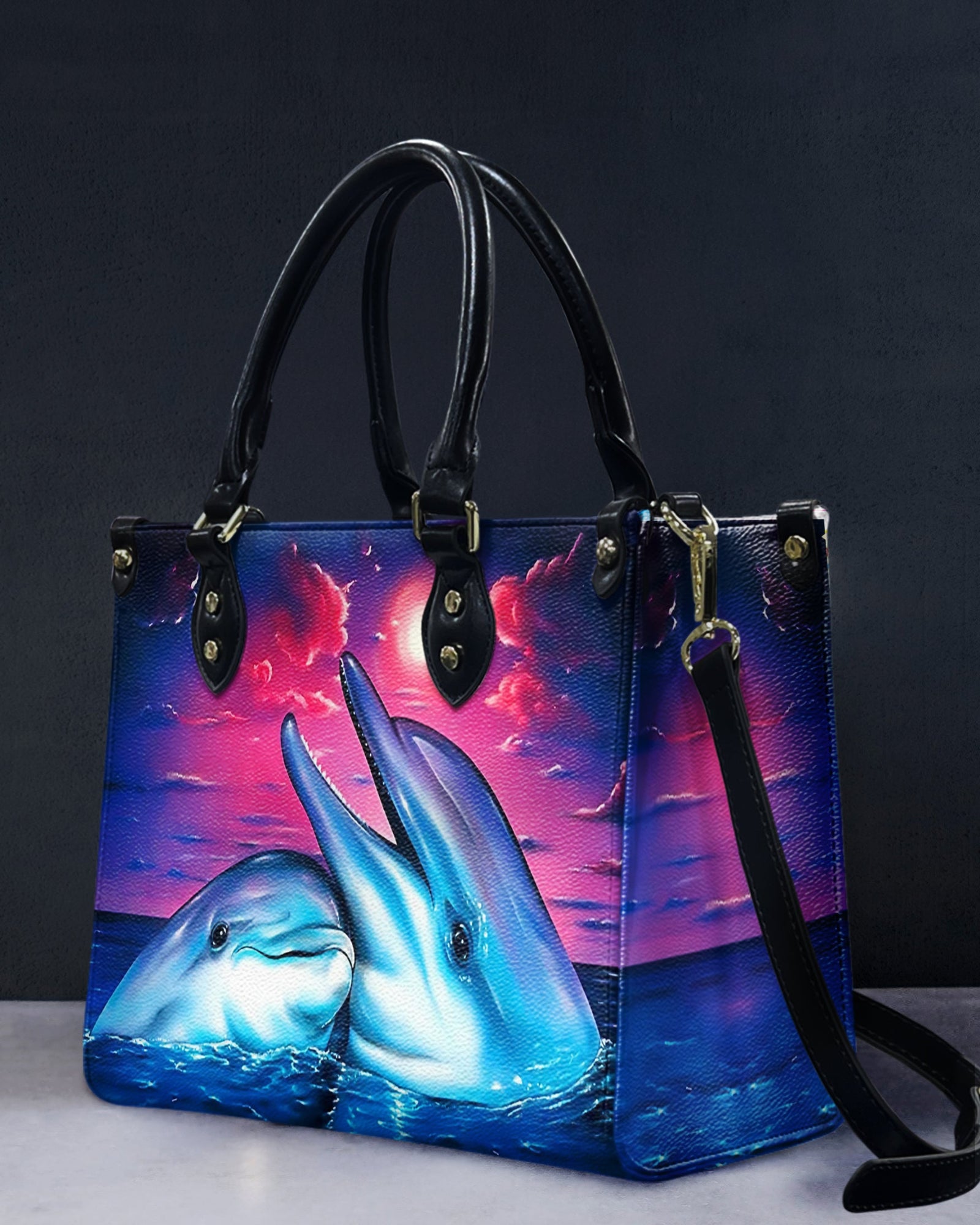 BLISSCORNERS DOLPHIN LOVE BEACH LEATHER HANDBAG
